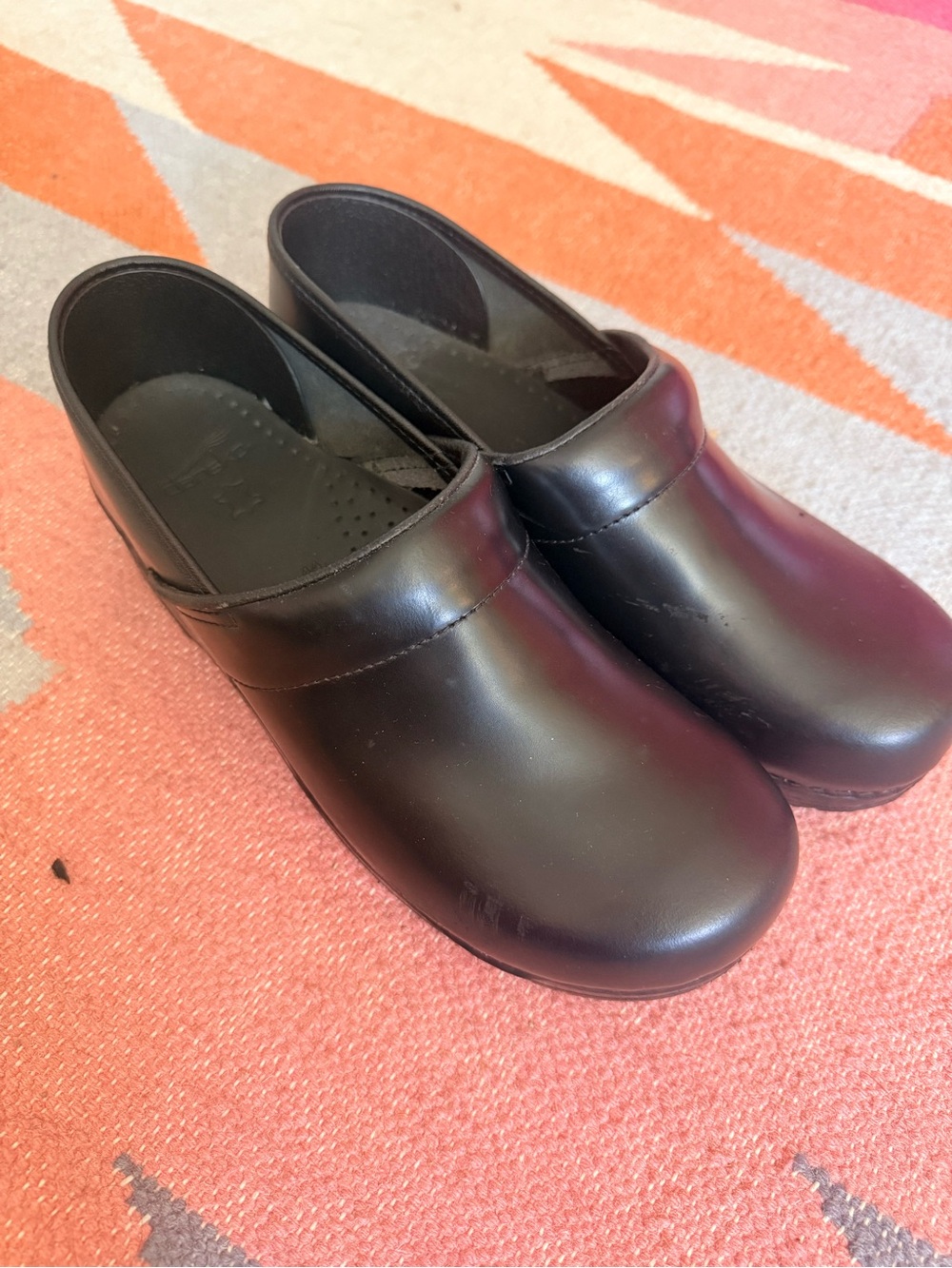 Dansko Black Leather Slip-On Clog